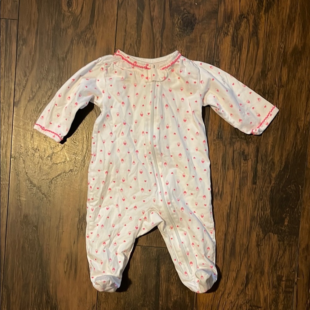 Cupcakes pink footed onesie